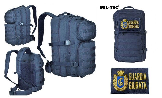 Zaino Operativo OP ASSAULT Blu Navy MilTec con Patch Guardie giurate GPG IPS  Art. 14002203-GPG