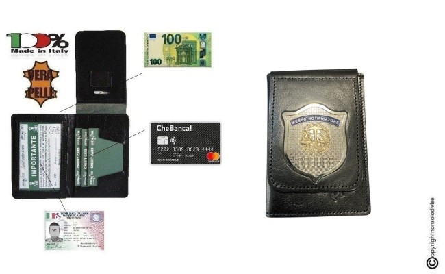 Portafoglio Portadocumenti Nero con Placca Fissa Messo Notificatore Ascot  Novità 600 Art. 600-MESSO