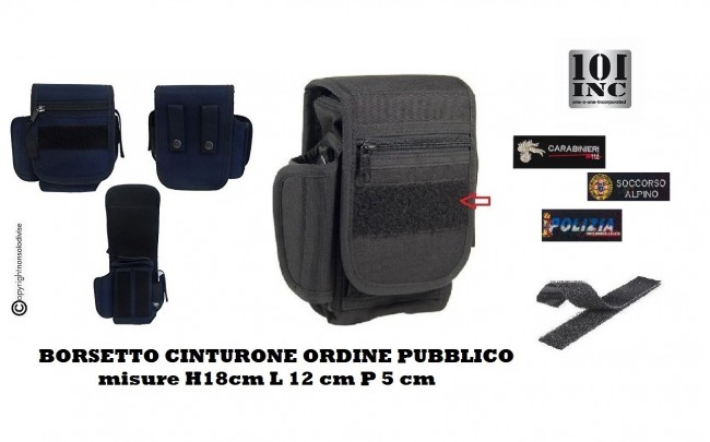 Borsetto Tasca Nera Multiuso per Cinturone Cordura Personalizzato Con Ricamo Del Tuo Gruppo Removibile con Strip INC101 359790 Art. DP220