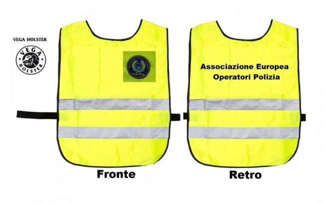 Pettorina Fratino Gilet Rifrangente Gialla Ass. Europea Operatori Di Polizia AEOP Art. NSD-AEOP