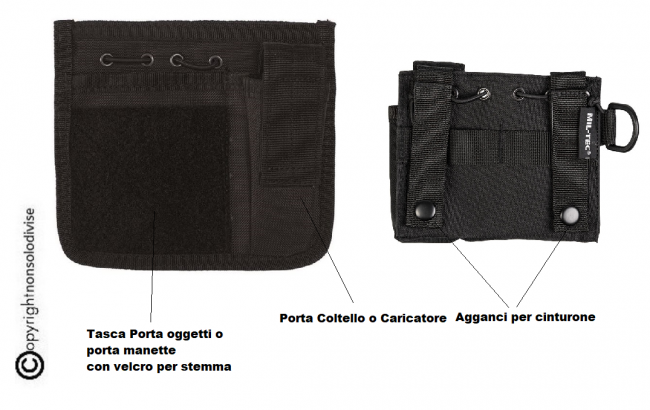 Tasca Porta Oggetti  ADMIN con Screech MILTEC colore Nero da Cinturone M.O.L.L.E. GPG IPS VIGILANZA Art. 13486002