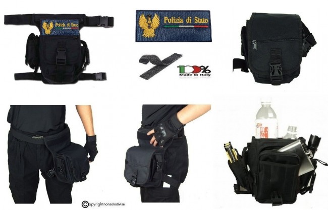 Hip Bag Marsupio Cosciale Con Ricamo Polizia di Stato Trasporto Arma o Attrezzatura Art. 30701A-PS-NEW