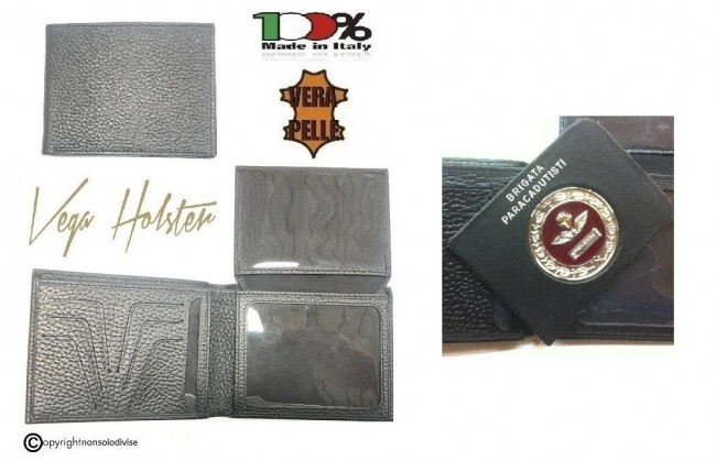 Portafoglio Portadocumenti con Placca Estraibile Brigata Paracadutisti  Folgore Logo Brevetto Vega Holster Italia Art. 1WG93