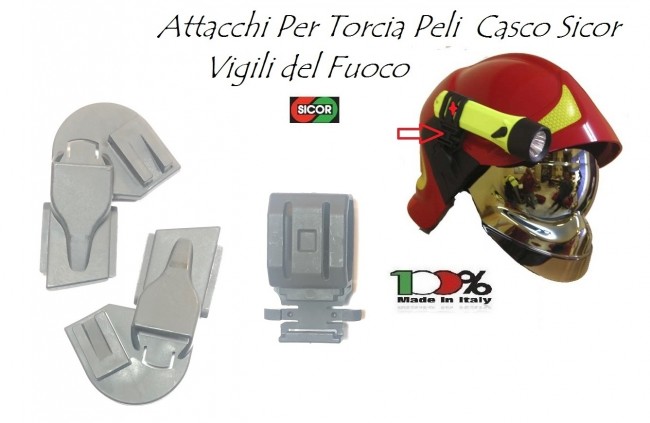 Agganci Attacchi Torcia Peli Per Elmo Vigili Del Fuoco Originali Sicor  VFR 2000   VFR 2009-PRO Art.5490001222