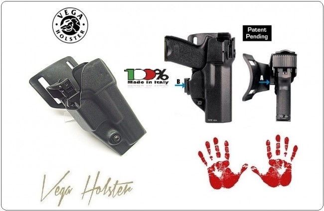 Fondina Polimero Stampato Professionale Shockwave Duty Polizia Vigilanza Carabinieri Vega Holster Italia Art.SHWD8