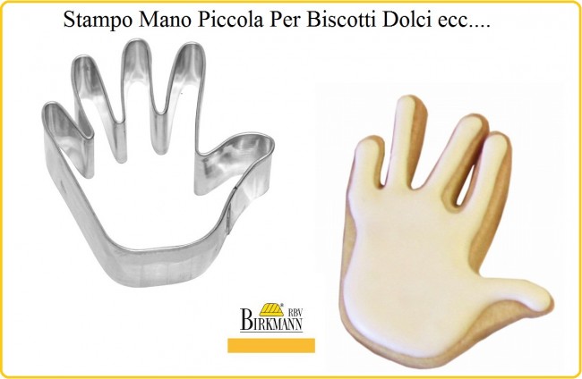 Stampino Mano Piccola Acciaio per Alimenti - Biscotti Torte Pasticcini RBV Birkeman Art.122659