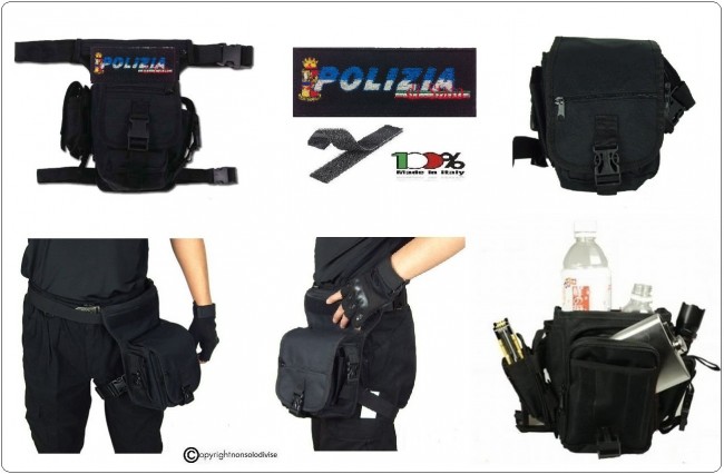 Hip Bag Marsupio Cosciale Con Ricamo Polizia di Stato Trasporto Arma Art. 30701A-PS