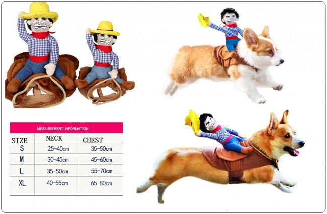 Pet Costume Dog Costume Vestiti Pet Outfit Vestito Stile Cowboy Rider, Adatti per Cani Art.CANE-2