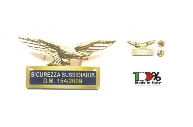 Spilla Aquila Distintivo Di Specialità GG Sicurezza Sussidiaria D.M. 154/2009 Bordo Giallo Art. 718-SUS-g