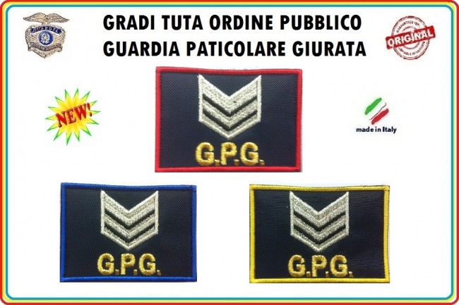 Gradi Velcro per Polo e Tuta OP GPG GPGIPS Sicurezza Brigadiere Argento New Art.GPG-G6