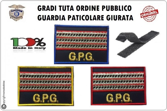 Gradi Velcro per Polo e Tuta OP GPG GPGIPS Sicurezza Maresciallo Aiutante Argento New Art.GPG-G14