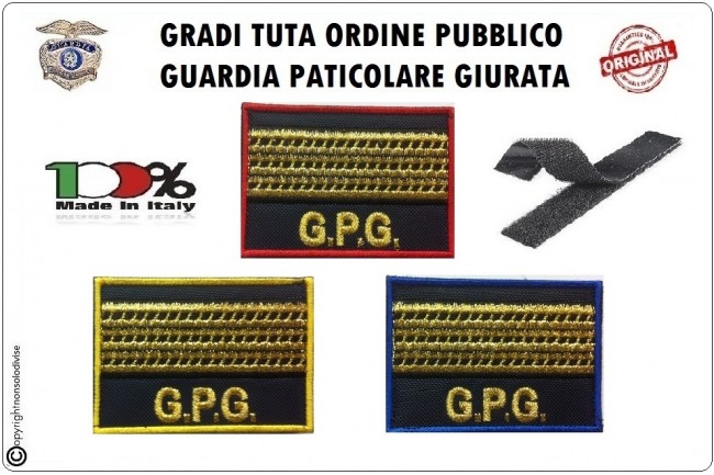 Gradi Velcro per Polo e Tuta OP GPG GPGIPS Sicurezza Maresciallo Capo Oro  New Art.GPG-G12