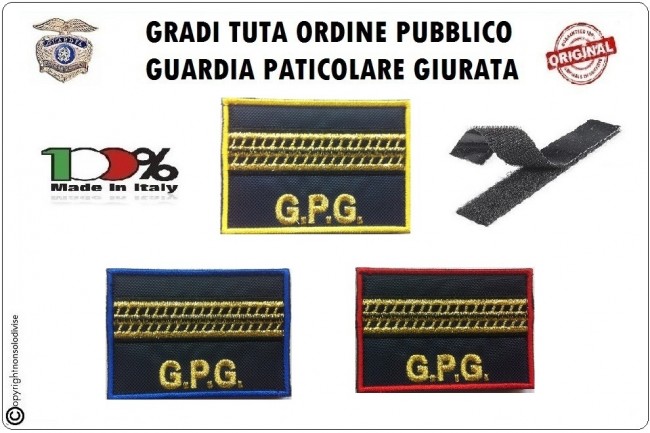 Gradi Velcro per Polo e Tuta OP GPG GPGIPS Sicurezza Maresciallo Ordinario  New Art.GPG-G10
