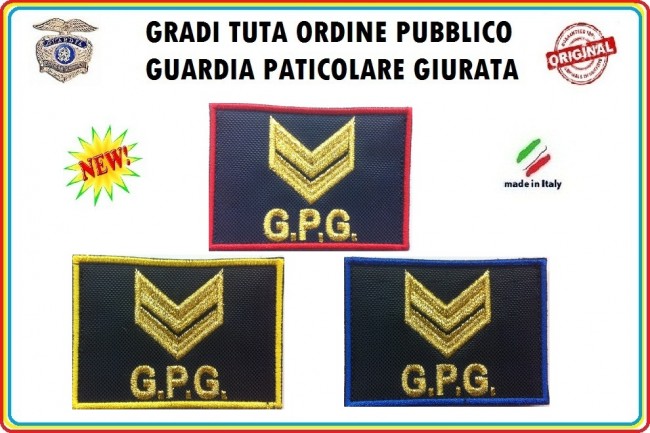 Gradi Velcro per Polo e Tuta OP GPG GPGIPS Sicurezza Vice Brigadiere Oro New Art.GPG-G4