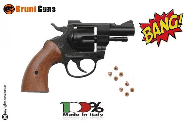 Pistola a Salve Guancette in Legno  Rivoltella Scaccia Cani Starter Sonoro  Revolver Olimpic 6 mm Art. RP030615
