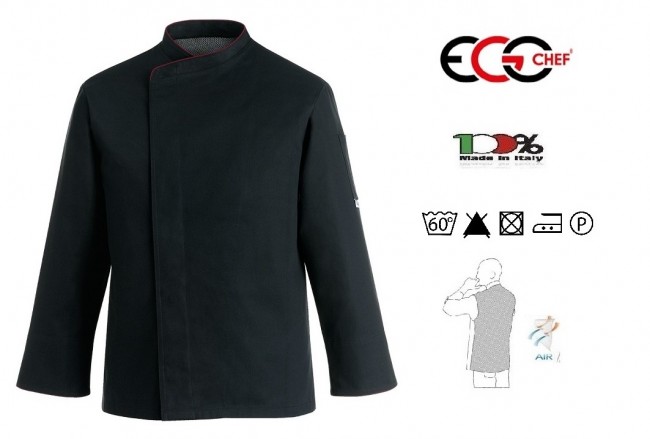 Giacca Cuoco Chef Black Confort Air Personalizzabile con Nome Nera Ego Chef Italia Art. 2031002C