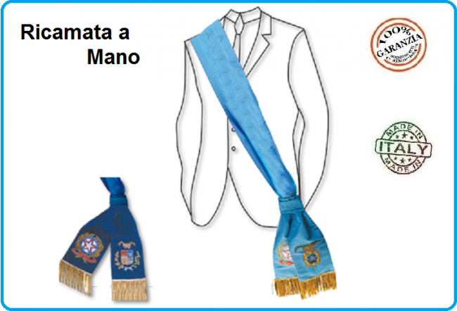 Fascia Ricamata a Mano per Presidente della Provincia Blu o Azzurra  Repubblica + logo Provincia Art.NSD-PROV