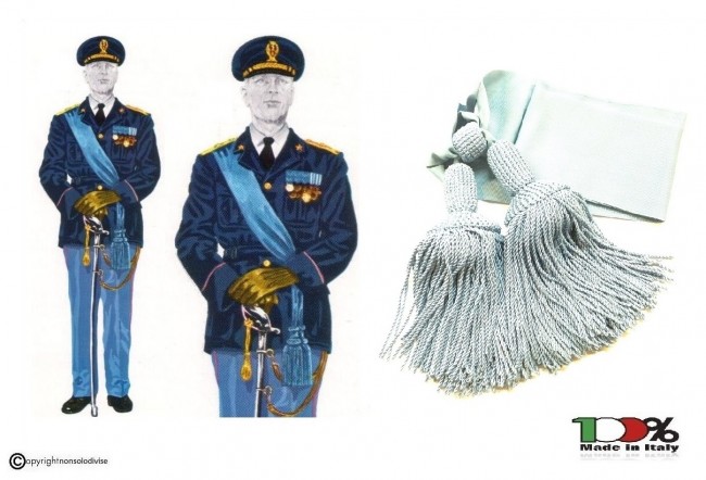 Fascia Azzurra Cerimonia Ufficiali con Pom Pom Finale Esercito Carabinieri Marina G. di F. P.S. Art. NSD-F1A