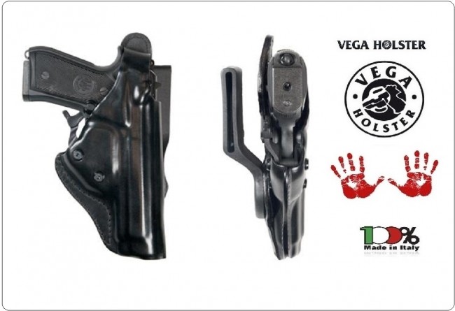 Fondina in Cuoio da Cintura Professionale con Sicurezza Vega holster Italia Polizia carabinieri Vigilanza Beretta Glock PX4 Art. SP1