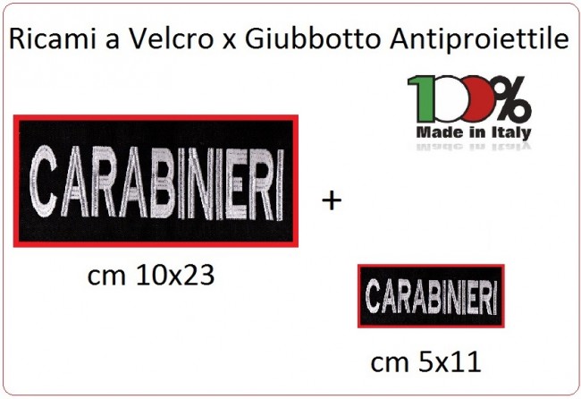 Patch Toppa Vendita a Coppia Grande 23x10 + Piccola 11x5 CARABINIERI per Giubbotto Antiproiettile o Gilet Tattico Art.CC-23x10