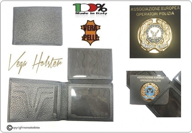 Portafoglio Portadocumenti con Placca Estraibile Associazione Europea Operatori di Polizia  A.E.O.P.  Vega Holster Italia Art. 1WG122