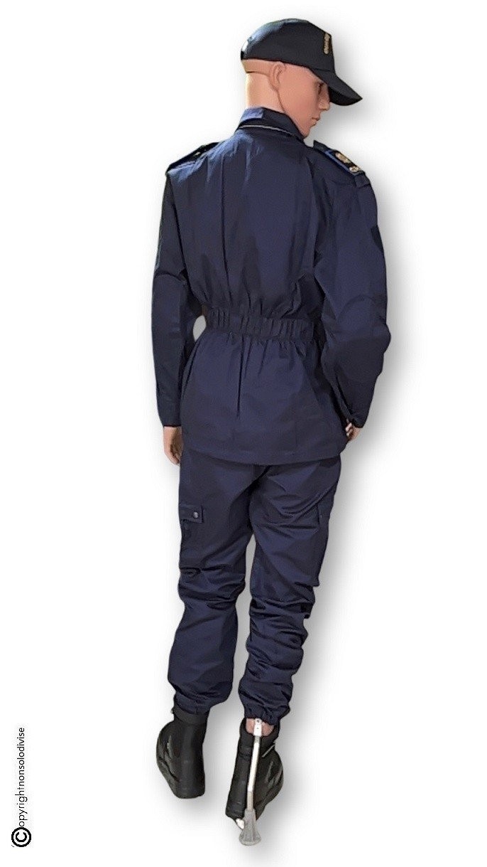 Cappello Tondo In Maglia Blu Con Alloro Celeste - Cappello Guardia Giurata Morbido Ed Elasticizzato, Taglia Unica - Foto 8