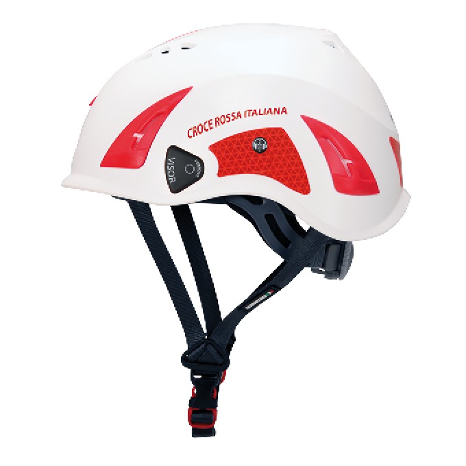 Casco dal design innovativo, leggero, compatto, confortevole e ben  ventilato grazie alle 10 fessure d'aerazione che mantengono la testa sempre  fresca. Fessure d'aerazione protette da griglia antintrusione in alluminio.  * Dotato