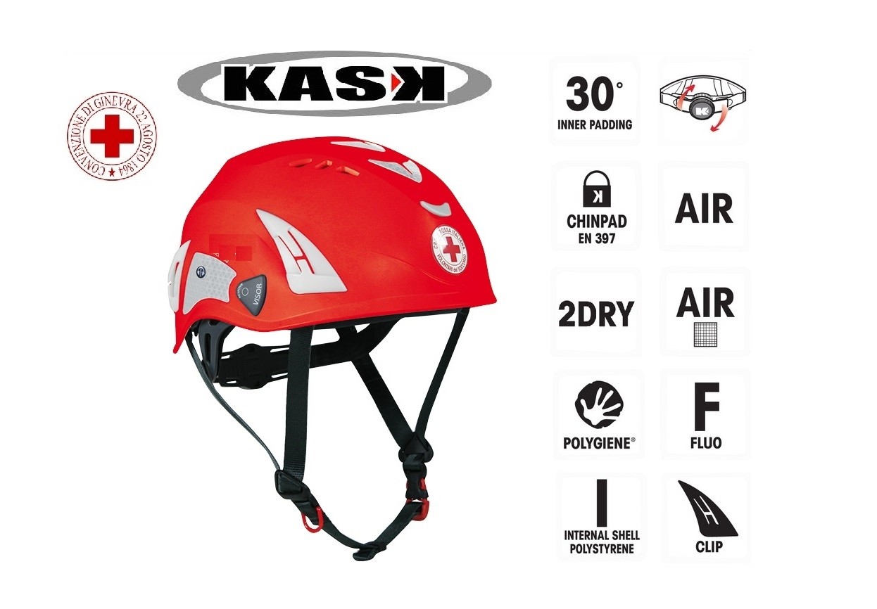 Casco Protezione Rosso MEDICO CRI Croce Rossa Italiana KASK ITALIA  Art.WHE00007-204