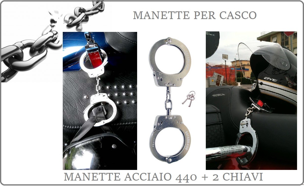 Antifurto Casco Manette Handcuffs Acciaio per Casco Moto Bikers Idea Anti  Furto Art.BIKERSOE61