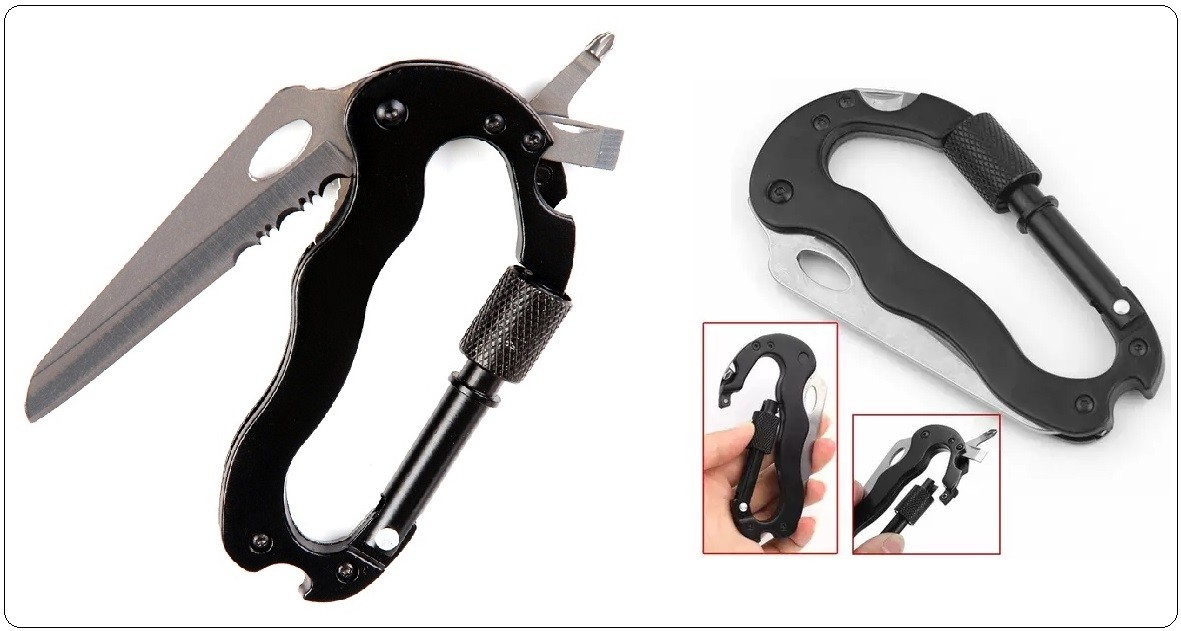 Pullther Moschettoni Multifunzione In Alluminio 70 Mm – Confezione Da 10 Per Escursionismo, Campeggio E Pesca
