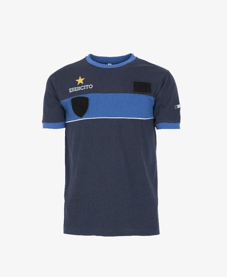 T-shirt bi-colore a Maniche Corte Realizzata in 100% Blu ESERCITO