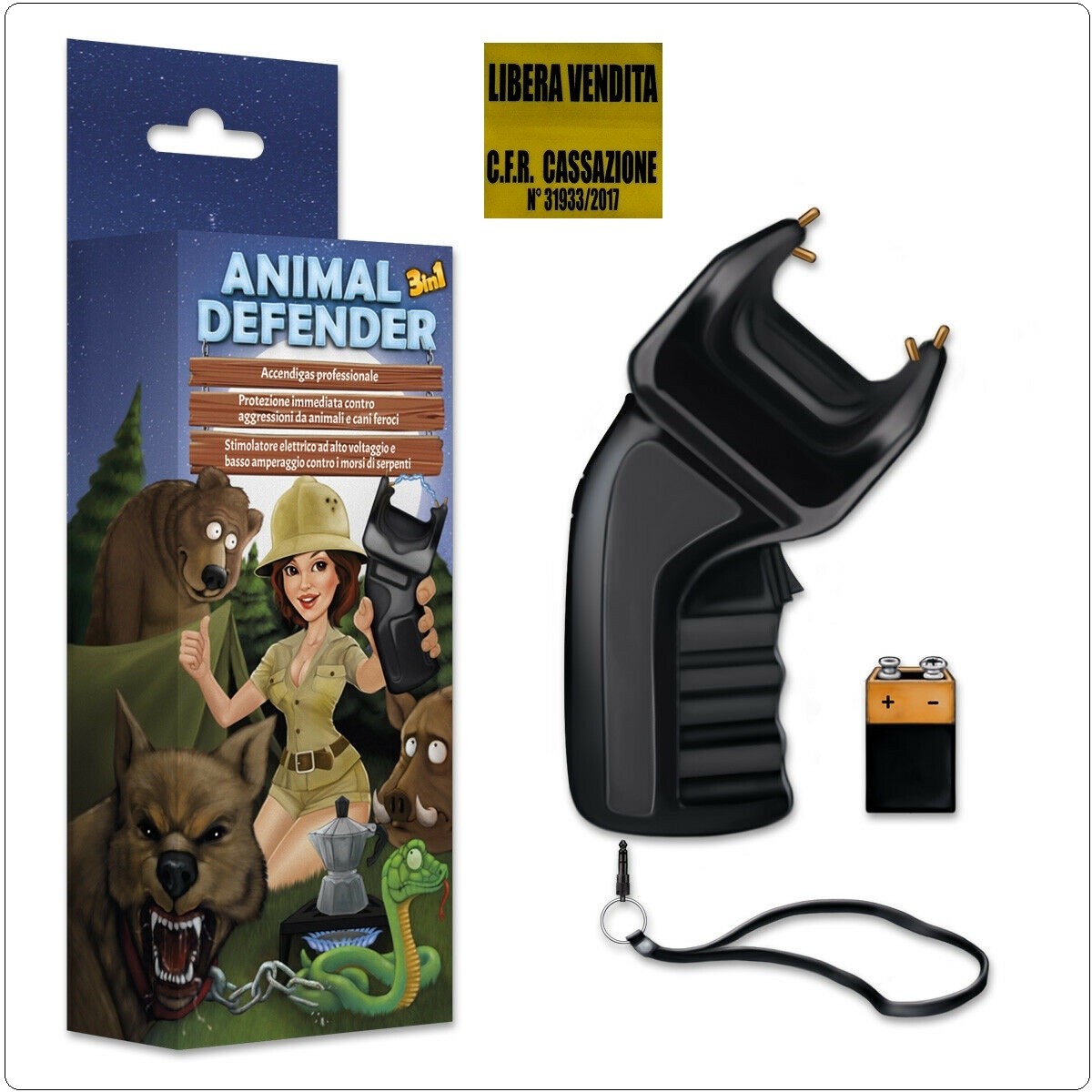 ANIMAL DEFENDER 3in1 Dissuasore + Stimolatore x Animali + Accendigas Libera  Vendita Art. 98100 consegna 1 settimana Accendigas+Dissuasore+Stimolatore  per animali Descrizione ANIMAL DEFENDER 3 in 1 – Accendigas professionale:  Funziona anche in condizion