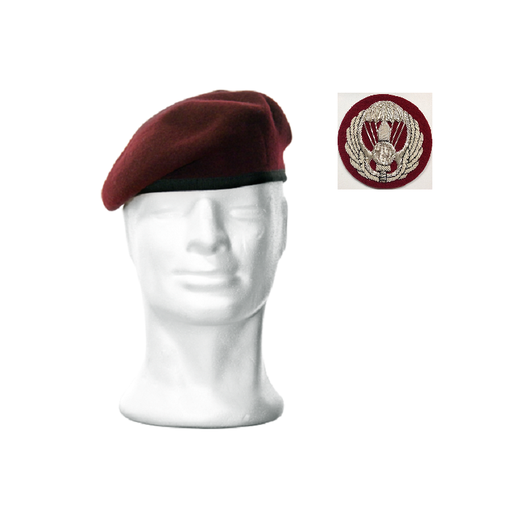 Basco Spagnolo Amaranto Bordo Tessuto Con Fregio Ricamato a Mano Folgore  Paracadutisti Fav Italia Art.FAV-BAS1