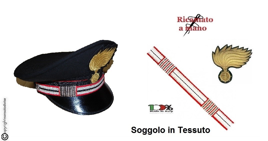 Berretto Ordinanza CC Carabinieri LUOGOTENENTE con Fregio Ricamato Soggolo  Tessuto FAV Autore VENDITA RISERVATA Art.BER-CC-7