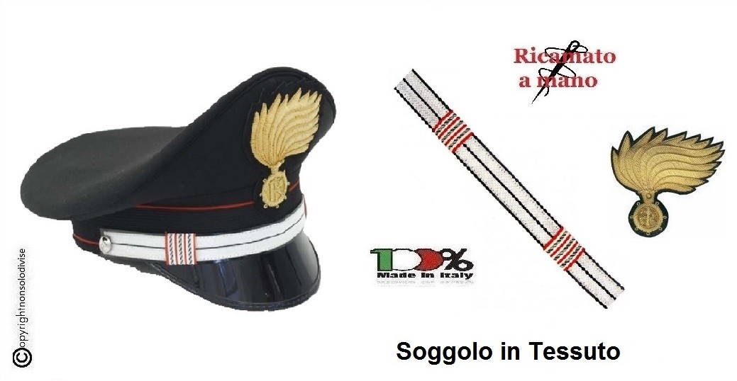 Berretto Ordinanza CC Carabinieri Maresciallo MASUPS con Fregio Ricamato  Soggolo Tessuto FAV Autore VENDITA RISERVATA Art.BER-CC-6