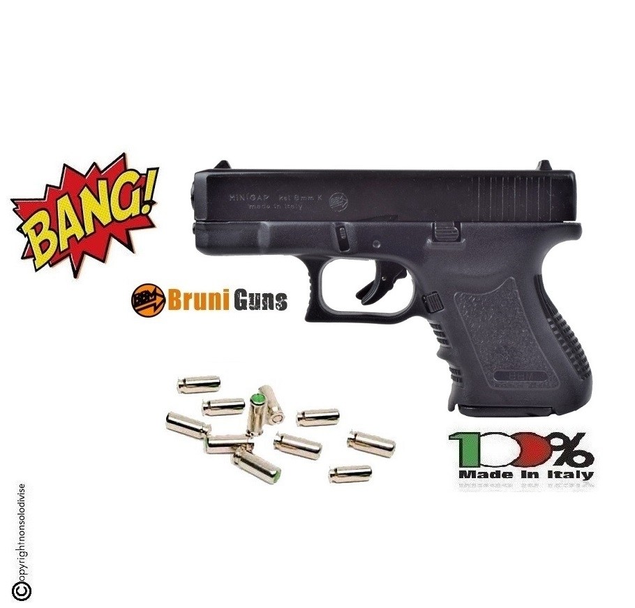 Pistola a Salve Bruni MiniGap Glock Nero 8 mm a Salve Prodotto Italiana  Starter Sport Piccioni Art. BR-1100