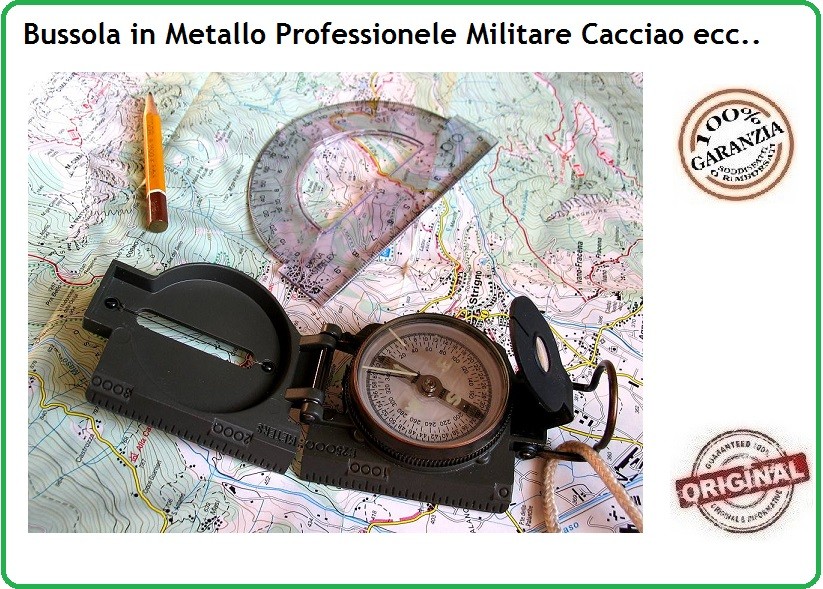 Bussola Cartografica Metallo Professionale Scout Militare Montagna  Campeggio Soft Air Art.34023