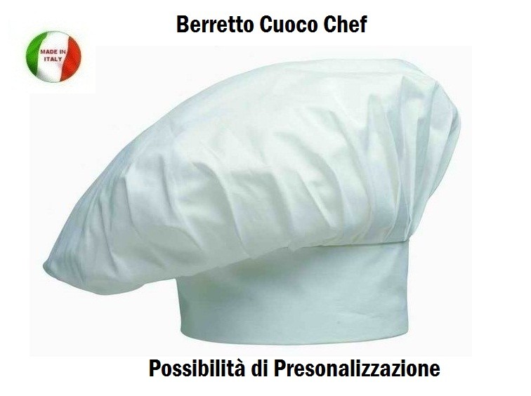 Berretto Cuoco Chef Bianco con Ricamo Master Chef Prodotto Ufficiale Siggi  Art.26BE0160