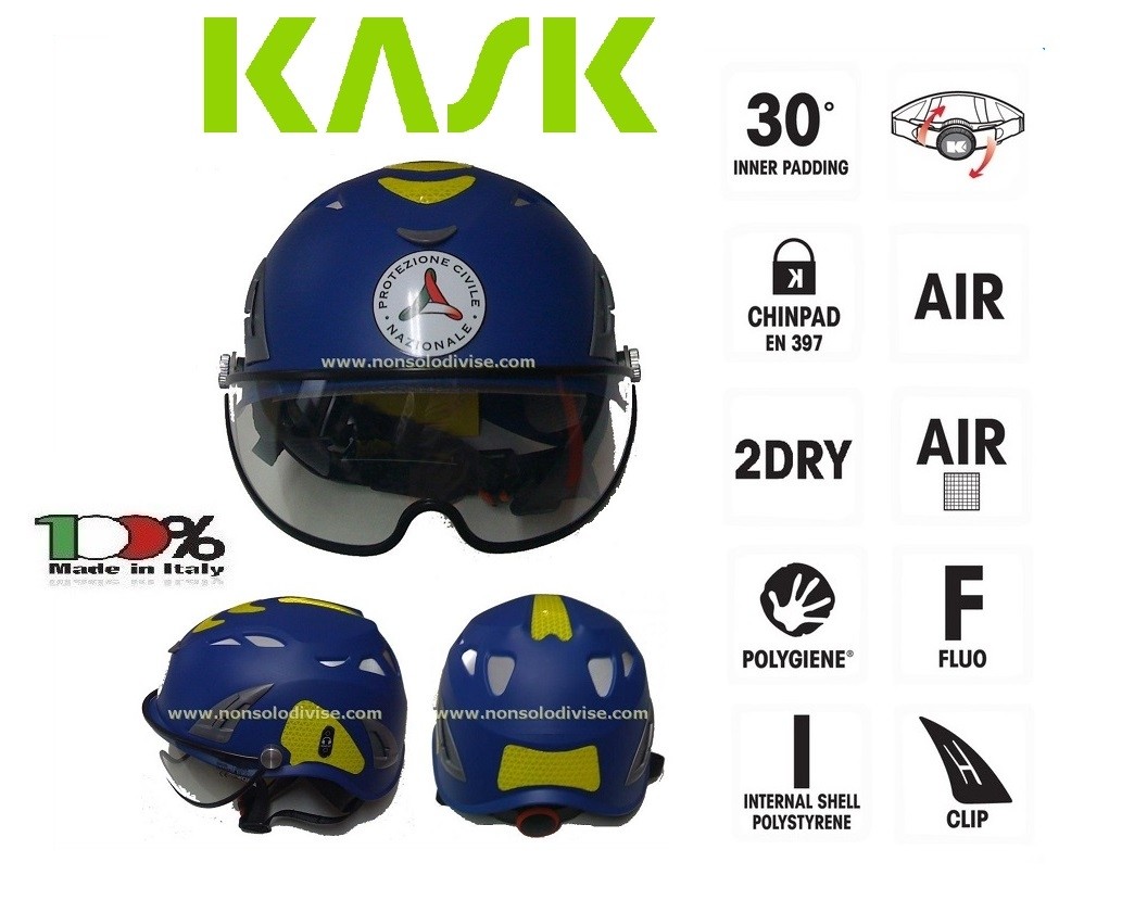 Casco Blu Protezione per Operatori di Protezione Civile PLASMA PC KASK  ITALIA Art.WHE00014