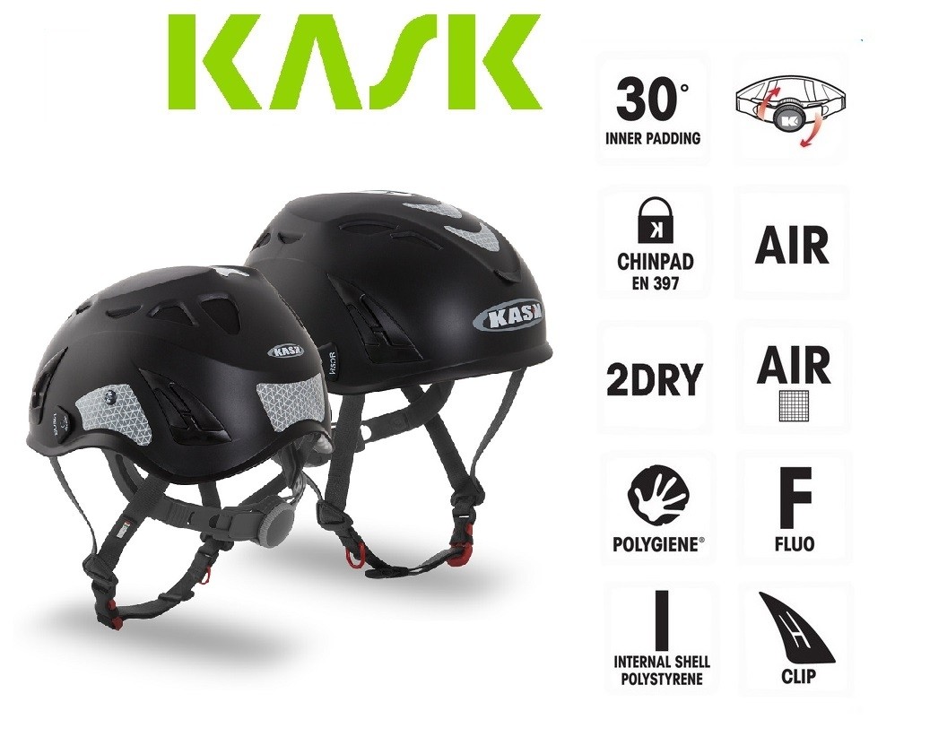 Casco Protezione Nero PLASMA HI VIZ KASK ITALIA Soccorso Emergenza  Alpinismo Sci Art.WHE00009-N