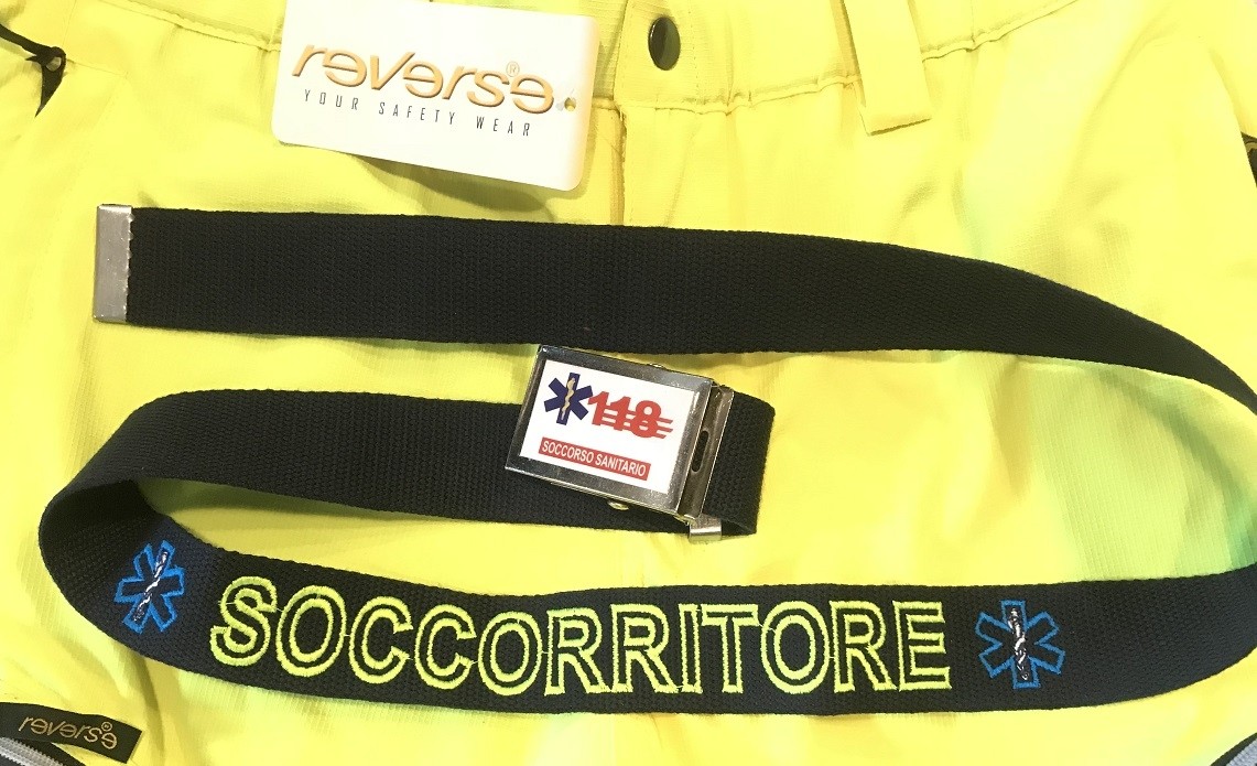 Cintura 118 Soccorso Sanitario alta visibilità giallo fluorescente Made in Italy 