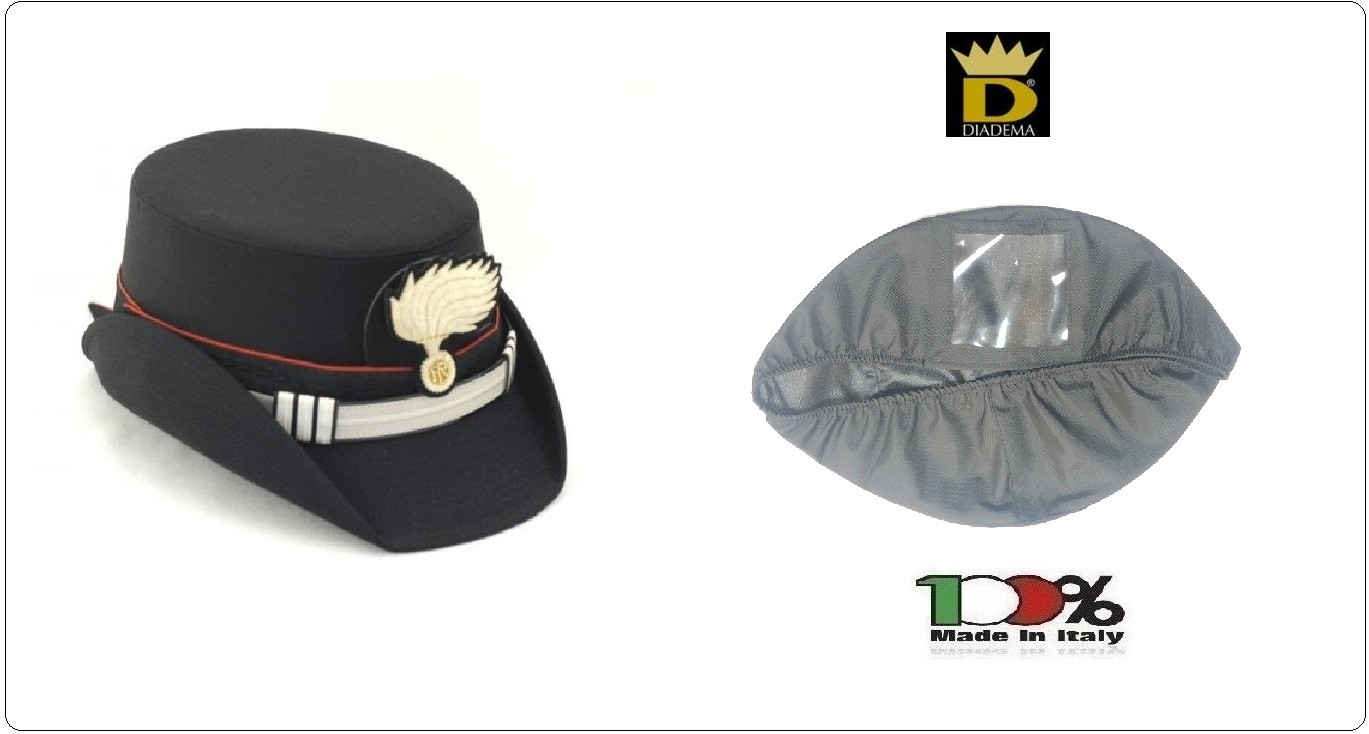 Copri Berretto Anti Pioggia Con Finestrella Nero Berretto Arcuri Carabinieri  Vigilanza Polizia Locale Art.DIADEMA-1 Da utilizzare come protezione  cappelli ordinanza donna carabinieri dalla pioggia neve nebbia .. Taglia  Unica Originale DIADEMA