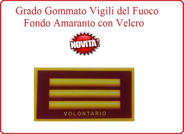 Grado New Pettorale a Velcro Ricamato a Macchina Fondo Amaranto Vigili del Fuoco Volontario Art.VVFF-G2