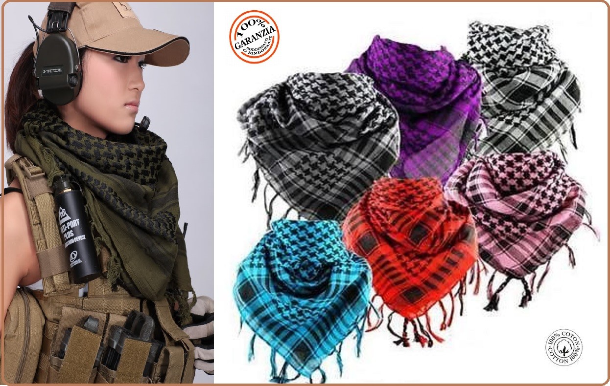 Sciarpa Araba Shemagh Keffiyeh Palestina Rosso Su Bianco - Foto 12