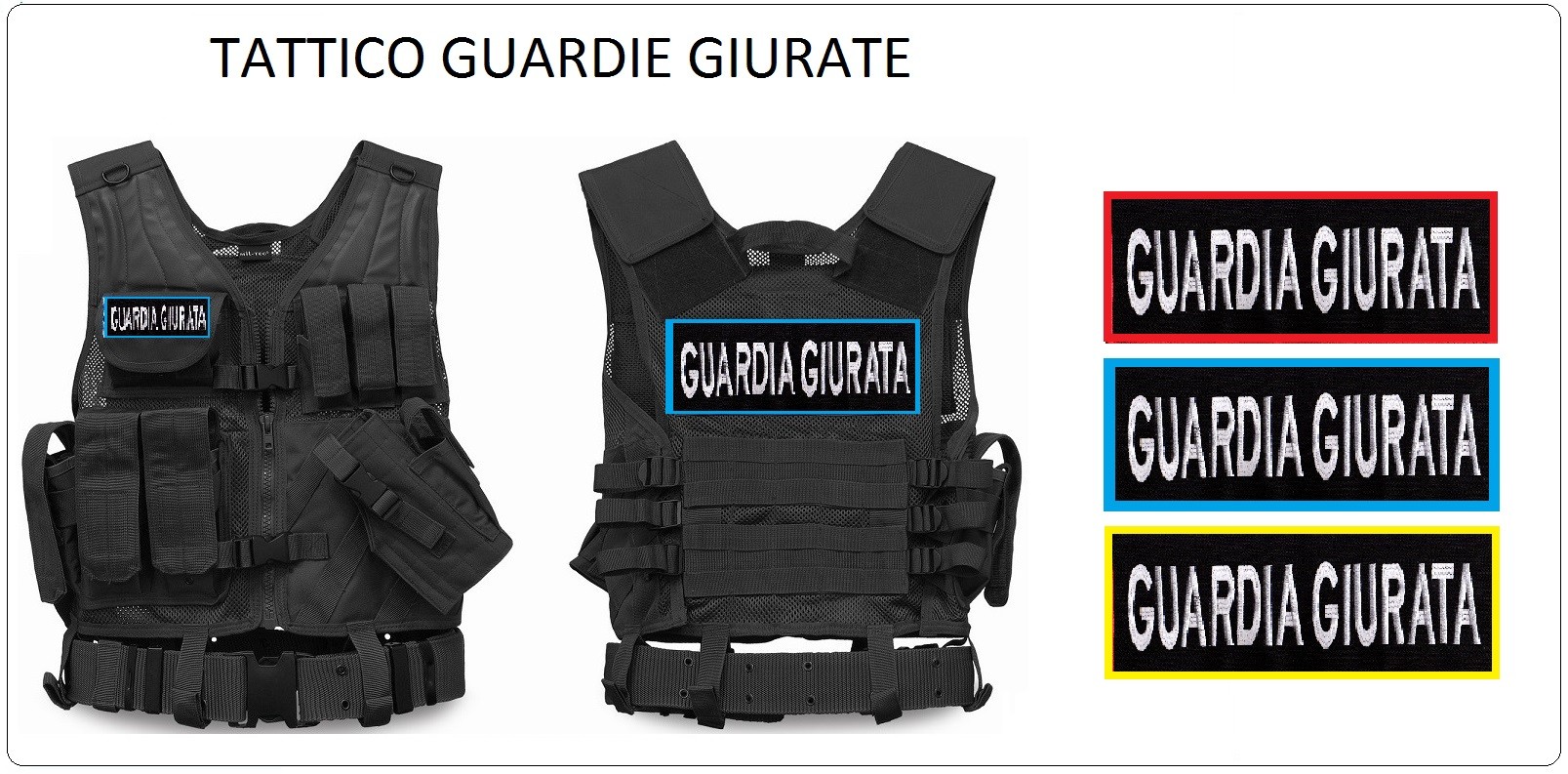 Tactical Vest Gilet Tattico Modulare Corpetto Tattico Mil Tec Nero Guardie Giurate Rosso Verde Blu Art 10720002 Gg Toppe Ricamate Removibili A Velcro Grande Schiena Piccola Petto 100 Poliestere Cordura