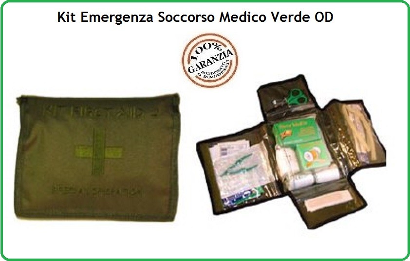Kit Medico di Primo Soccorso Kit First Aid 2 Vegetato Esercito Marina  Aeronautica Emergenza Art.01402