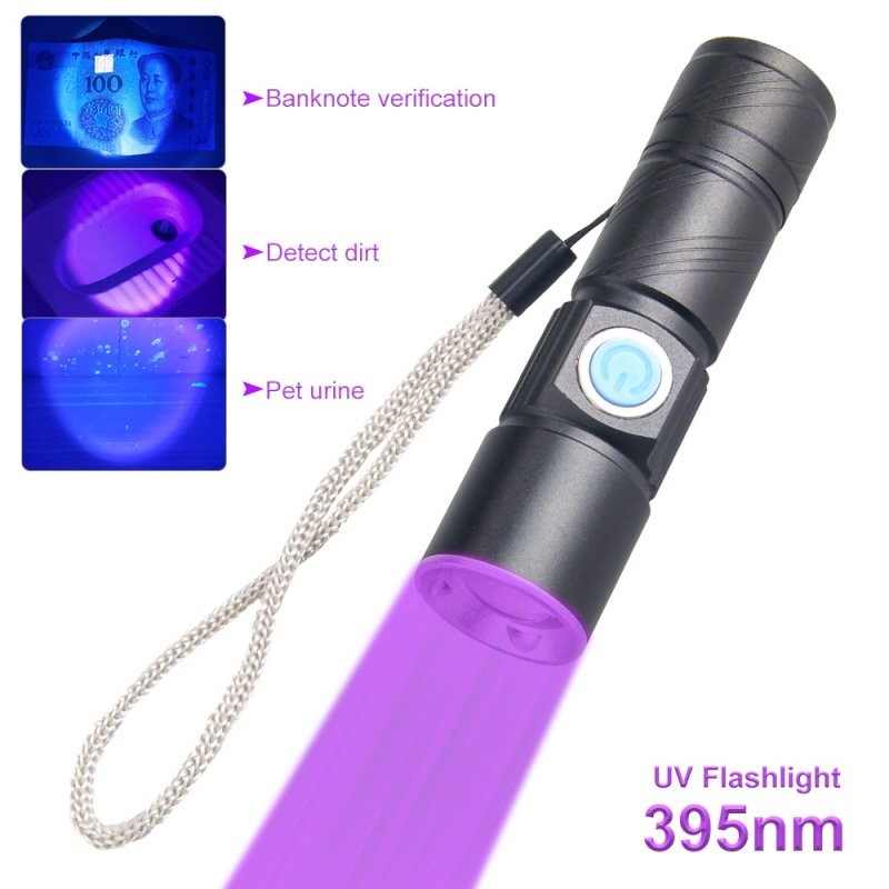 YZYOE Torce multifunzione ricaricabili - 4 colori, 395NM luce nera UV torcia, colore di monitoraggio del sangue per la caccia, 4 modalità. Luce nera UV LED e luce blu e luci bianca