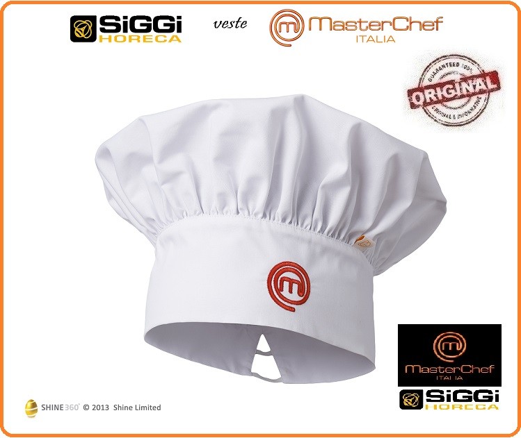 Berretto Cuoco Chef Bianco con Ricamo Master Chef Prodotto Ufficiale Siggi  Art.26BE0160