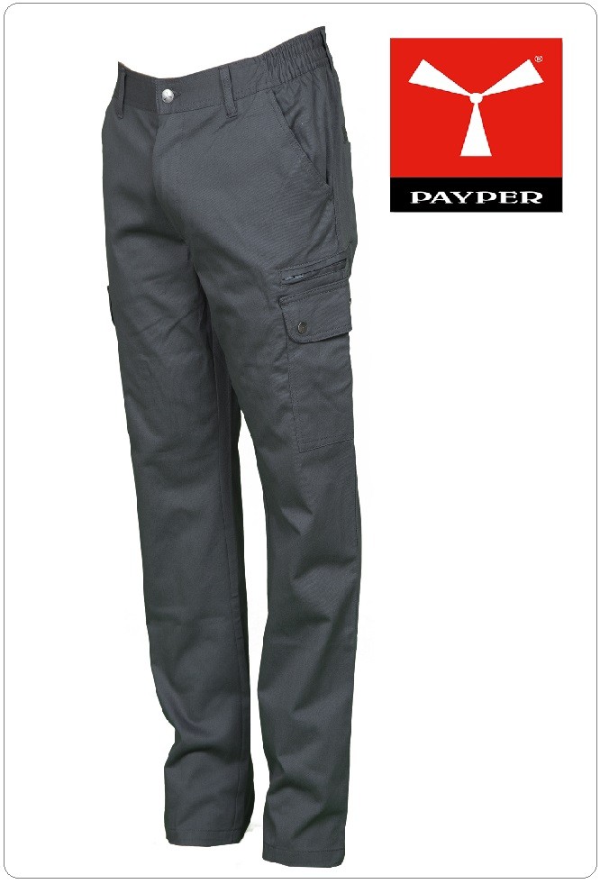 Pantalone Multi Tasche Multistagione con Elastici Laterali Colore Grigio  Payper Art.FORBEST Pantalone multistagione con elastici laterali e passanti  in vita, chiusura con zip e bottone in metallo con due tasche anteriori a