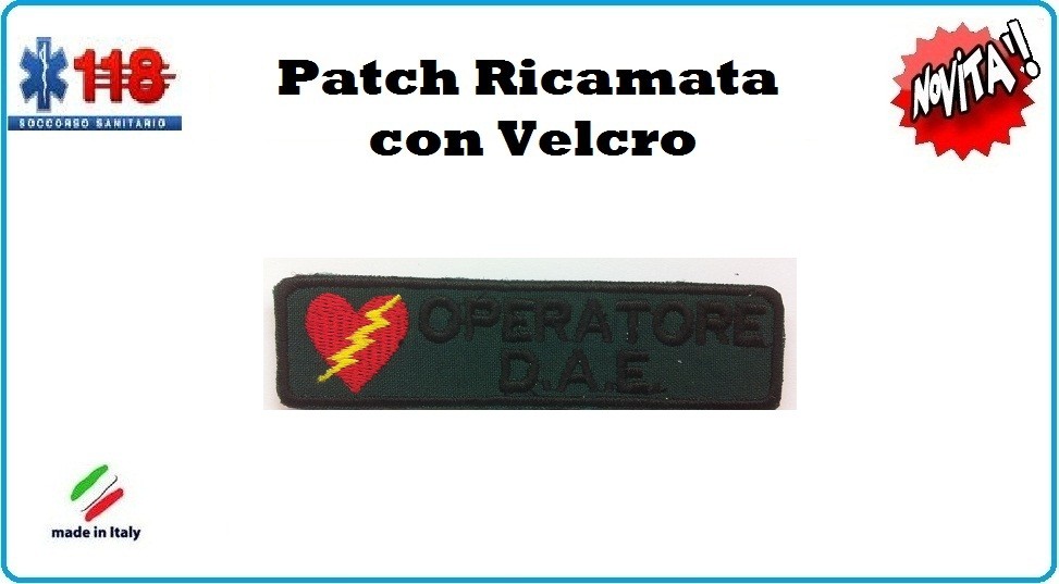 Patch Ricamato Operatore DAE Abilitato: Per La Tua Divisa 118 O Ambulanza
